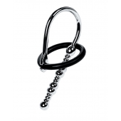 Серебристый уретральный плаг-бусины TOYFA Metal с мягким фиксириющим кольцом - ToyFa - купить с доставкой в Пензе