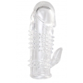 Прозрачная гелевая насадка с шипами и клиторальным отростком - 13 см. - Toyfa Basic - в Пензе купить с доставкой