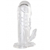 Прозрачная гелевая насадка с клиторальным отростком - 13 см. - Toyfa Basic - в Пензе купить с доставкой