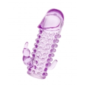 Закрытая фиолетовая насадка с 2 отростками - 13 см. - Toyfa Basic - в Пензе купить с доставкой