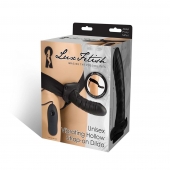 Чёрный полый страпон с вибрацией Unisex Vibrating Hollow Strap-On - 14 см. - Lux Fetish - купить с доставкой в Пензе