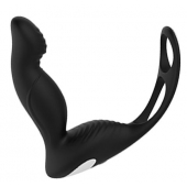 Черный вибромассажер простаты P-PLEASER W ERECTION ENHANCE - Dream Toys - в Пензе купить с доставкой