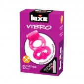Розовое эрекционное виброкольцо Luxe VIBRO  Бархатный молот  + презерватив - Luxe - в Пензе купить с доставкой