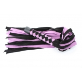 Черно-розовая плеть из замши - 58 см. - БДСМ Арсенал - купить с доставкой в Пензе