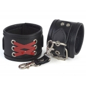 Кожаные наручники с декоративной лаковой шнуровкой - Sitabella - купить с доставкой в Пензе