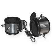 Серебристо-черные наручники с шипами и металлическим блеском - Sitabella - купить с доставкой в Пензе