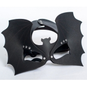 Черная кожаная маска на глаза  Летучая мышь - Sitabella - купить с доставкой в Пензе