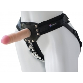 Черный пояс-трусики с насадкой  Гламур Dana  - 15,5 см. - LOVETOY (А-Полимер) - купить с доставкой в Пензе
