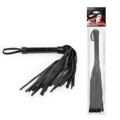 Черная многохвостовая плеть с круглой гладкой ручкой - 38 см. - Notabu - купить с доставкой в Пензе