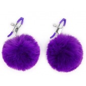 Зажимы для сосков с фиолетовым пушком - Notabu - купить с доставкой в Пензе