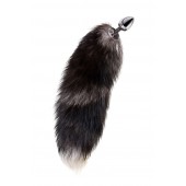 Серебристая металлическая анальная втулка с хвостом чернобурой лисы - размер S - ToyFa - купить с доставкой в Пензе