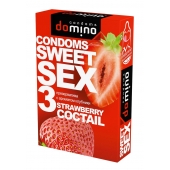 Презервативы для орального секса DOMINO Sweet Sex с ароматом клубничного коктейля  - 3 шт. - Domino - купить с доставкой в Пензе