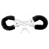 Меховые чёрные наручники Beginner s Furry Cuffs - Pipedream - купить с доставкой в Пензе