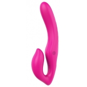 Ярко-розовый безремневой страпон REMOTE DOUBLE DIPPER - 22 см. - Dream Toys - купить с доставкой в Пензе