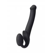 Черный безремневой страпон Silicone Bendable Strap-On M - Strap-on-me - купить с доставкой в Пензе