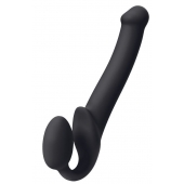 Черный безремневой страпон Silicone Bendable Strap-On M - Strap-on-me - купить с доставкой в Пензе