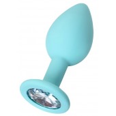 Мятная анальная пробка с прозрачным кристаллом Brilliant - 7 см. - ToyFa - купить с доставкой в Пензе