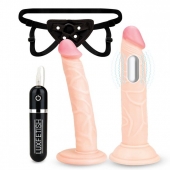 Регулируемые трусики с 2 насадками - 16 и 15 см. - Lux Fetish - купить с доставкой в Пензе