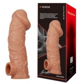 Телесная насадка на фаллос с отверстием для мошонки EXTREME SLEEVE - 17,6 см. - KOKOS - в Пензе купить с доставкой