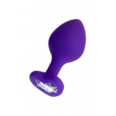 Фиолетовая анальная втулка Diamond Heart с прозрачным кристаллом - 8 см. - ToyFa - купить с доставкой в Пензе