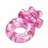 Розовое эрекционное виброкольцо на пенис Pink Bear - Baile - в Пензе купить с доставкой