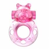 Розовое эрекционное виброкольцо на пенис Pink Bear - Baile - в Пензе купить с доставкой