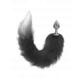 Серебристая анальная пробка с черным хвостом Galaxy - Lola Games - купить с доставкой в Пензе