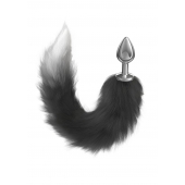 Серебристая анальная пробка с черным хвостом Starlit - Lola Games - купить с доставкой в Пензе