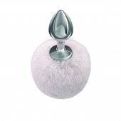 Серебристая анальная пробка с белым пушистым хвостиком Twinkle - Lola Games - купить с доставкой в Пензе