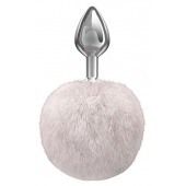 Серебристая анальная пробка с белым пушистым хвостиком Twinkle - Lola Games - купить с доставкой в Пензе