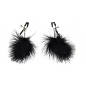 Зажимы на соски с черным пухом Euphoric - Lola Games - купить с доставкой в Пензе