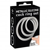 Набор из 3 эрекционных колец под металл Metallic Silicone Cock Ring Set - Orion - в Пензе купить с доставкой