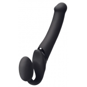Черный безремневой вибрострапон Silicone Bendable Strap-On M - Strap-on-me - купить с доставкой в Пензе