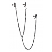 Черные зажимы на соски и клитор на цепочке DELUXE NIPPLE   CLIT CLAMPS - Dream Toys - купить с доставкой в Пензе
