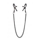 Черные зажимы на соски на цепочке BLAZE DELUXE NIPPLE CLAMPS - Dream Toys - купить с доставкой в Пензе
