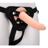 Телесный страпон на черных трусиках STRAP ON REAL DILDO - 20 см. - Dream Toys - купить с доставкой в Пензе