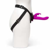 Лиловый страпон Rechargeable Vibrating Strap-On Harness Set - 17,6 см. - Happy Rabbit - купить с доставкой в Пензе