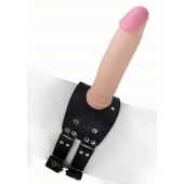 Черный узкий пояс на бедро с телесной насадкой - LOVETOY (А-Полимер) - купить с доставкой в Пензе