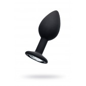 Черная анальная втулка с прозрачным стразом - 7,2 см. - POPO Pleasure - купить с доставкой в Пензе