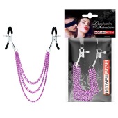 Оригинальные зажимы на соски с тройной розовой цепочкой - Notabu - купить с доставкой в Пензе