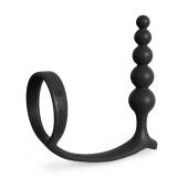 Черная анальная цепочка с эрекционным кольцом Ass-gasm Cockring Anal Beads - Pipedream - в Пензе купить с доставкой