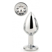 Серебристая анальная втулка с прозрачным кристаллом - 7,1 см. - Dream Toys - купить с доставкой в Пензе