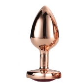 Золотистая анальная втулка с кристаллом-сердечком розового цвета - 7,1 см. - Dream Toys - купить с доставкой в Пензе