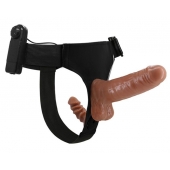 Страпон с вагинальной пробкой и вибрацией Ultra Passionate Harness - 16 см. - Baile - купить с доставкой в Пензе