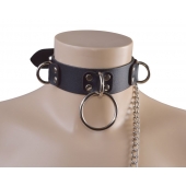 Черный кожаный ошейник Big Ring - Sitabella - купить с доставкой в Пензе
