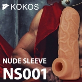 Телесная открытая насадка-реалистик с подхватом мошонки Nude Sleeve L - 14 см. - KOKOS - в Пензе купить с доставкой