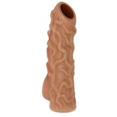 Телесная насадка с венками и открытой головкой Nude Sleeve L - 14 см. - KOKOS - в Пензе купить с доставкой