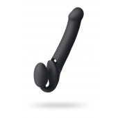 Черный безремневой вибрострапон Vibrating Bendable Strap-On L - Strap-on-me - купить с доставкой в Пензе
