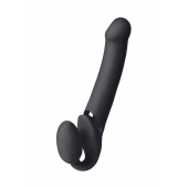 Черный безремневой вибрострапон Vibrating Bendable Strap-On L - Strap-on-me - купить с доставкой в Пензе