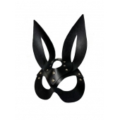Черная кожаная маска зайки Miss Bunny - БДСМ Арсенал - купить с доставкой в Пензе